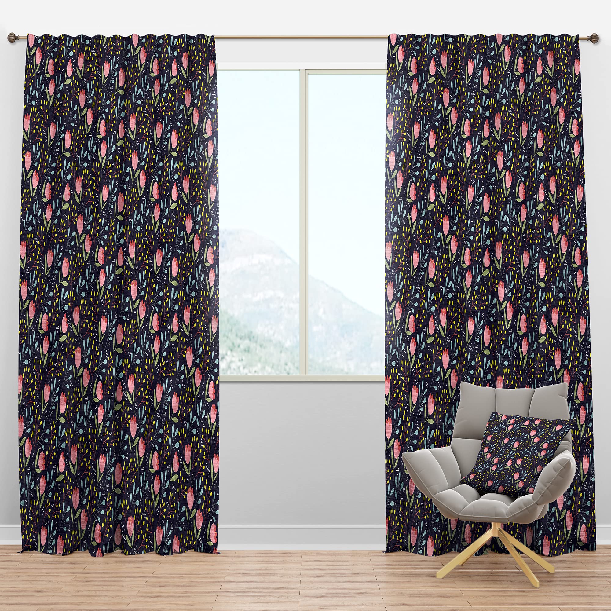 Mid-Century Modern Blackout Curtains - Thermal Insulated Room Darkening Drapes for Bedroom & Living Room - 52x63 Single Panel Window Treatment for Home Decor & Light Control