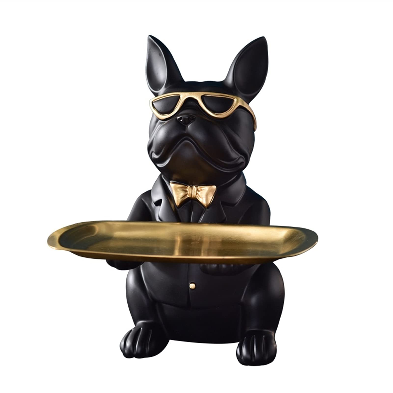 MASME Gold Rim Pet Dog Key Dish - Stylish Organizer Tray for Keys, Phone, Coins, Watches & Jewelry | Decorative Bowl for Coffee Table, Nightstand or Entryway | Perfect Gift for Dog Lovers (Black)
