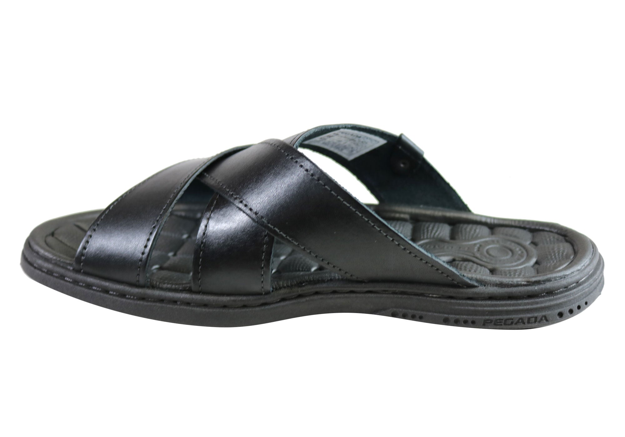 Belmain Men's Leather Cushioned Slide Sandals - Comfortable Brazilian-Made Slippers for Home, Pool & Beach Wear