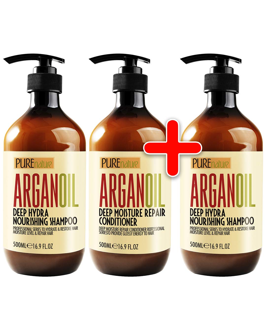 Pure Moroccan Argan Oil Shampoo & Conditioner Set for Hair Repair - Sulfate Free, Hydrating & Nourishing Hair Care Duo for Dry, Damaged Hair - Perfect for Daily Use & Salon Quality Results at Home