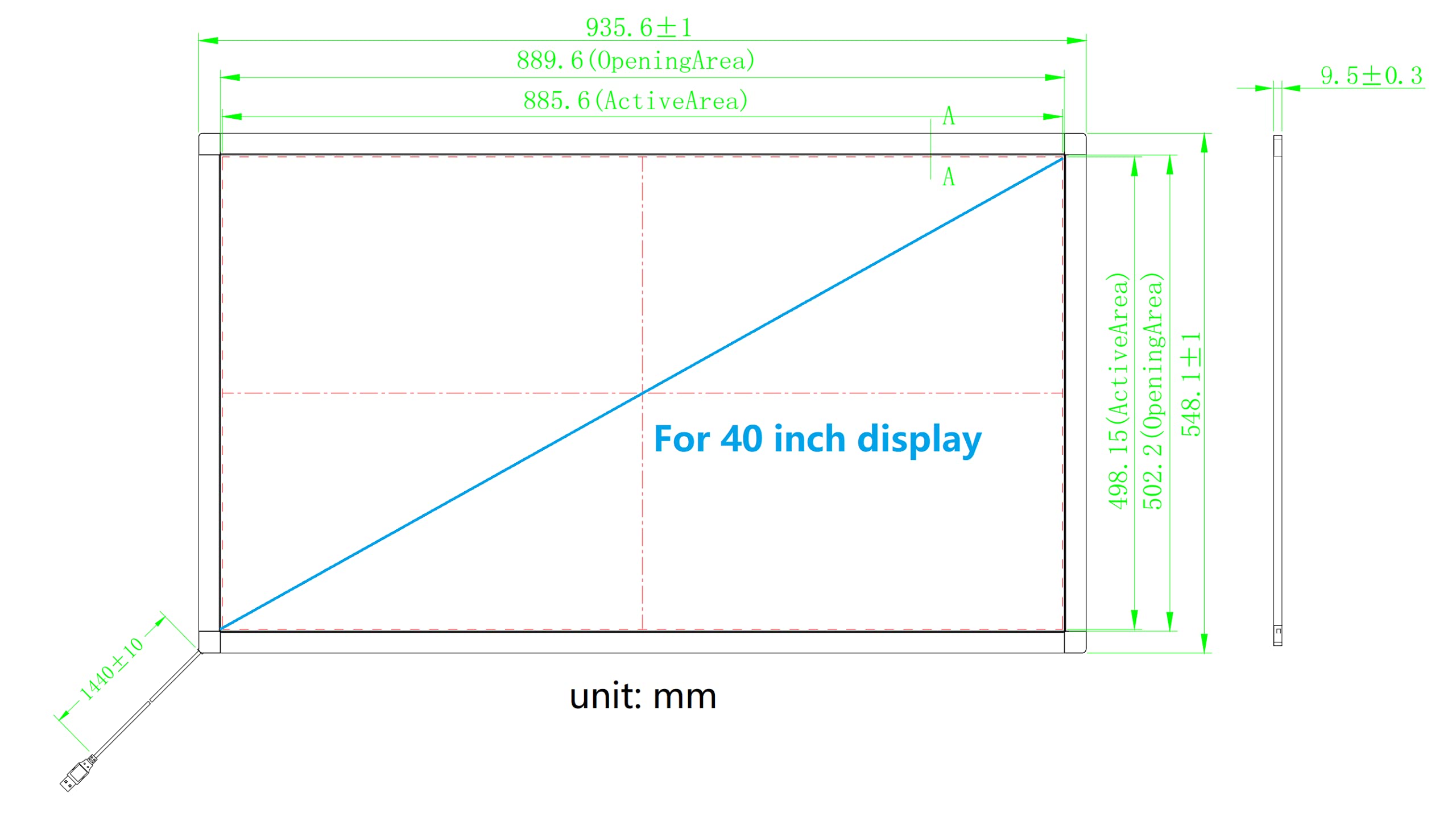 40 Inch 10-Point Interactive IR Touch Screen Overlay Frame - Driver-Free Solution for Touch TV, Monitor, Whiteboard & Digital Signage | Perfect for Classrooms, Meetings & Retail Displays