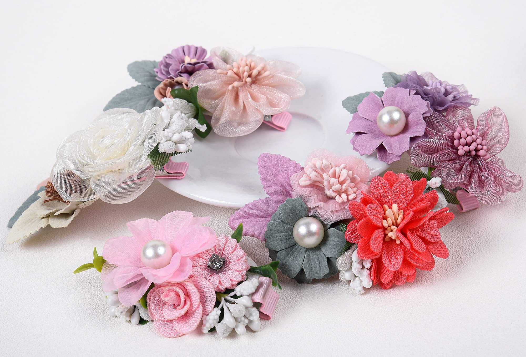 Fsmiling 11-Pack Girls Hair Bows with Alligator Clips - Grosgrain Ribbon Flower Hair Accessories for Valentine's Day, Easter & Parties | Perfect for School, Weddings & Special Occasions