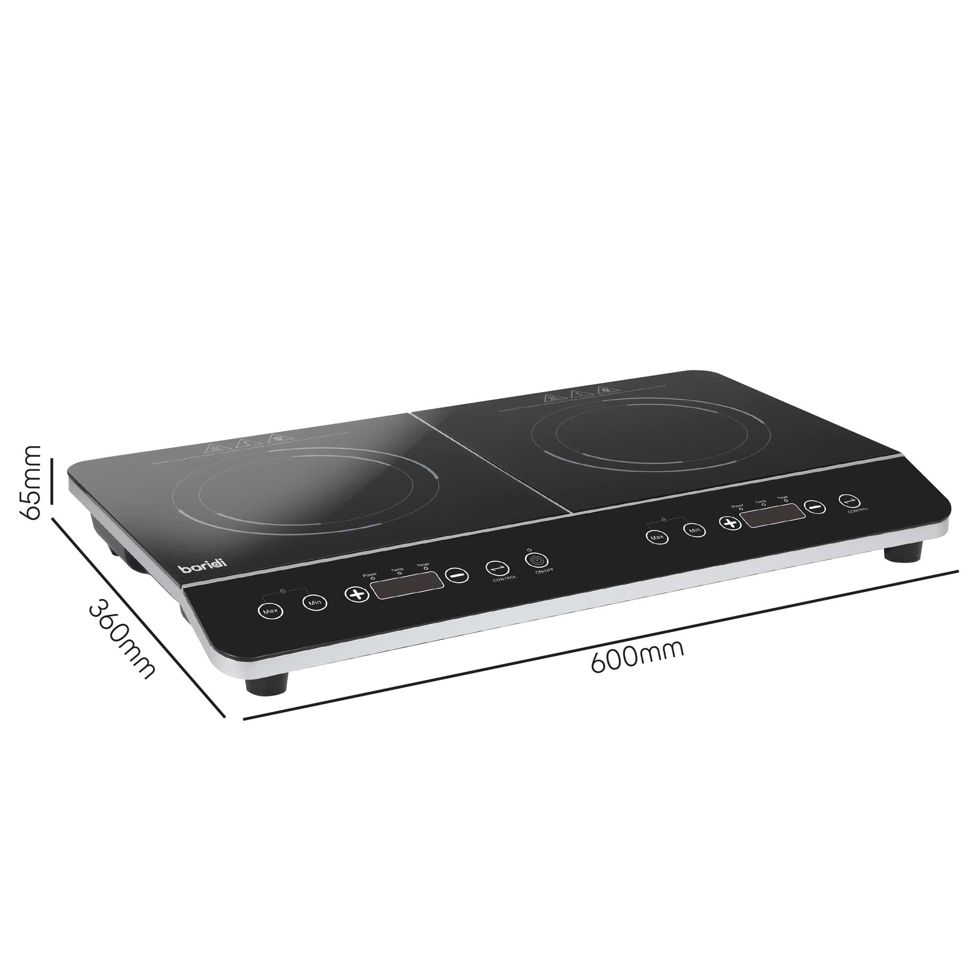 Baridi Portable Induction Cooktop - 2 Burner, 2800W, 10 Power Levels with Timer, Black DH146 | Perfect for Small Kitchens, Dorms, RVs & Outdoor Cooking