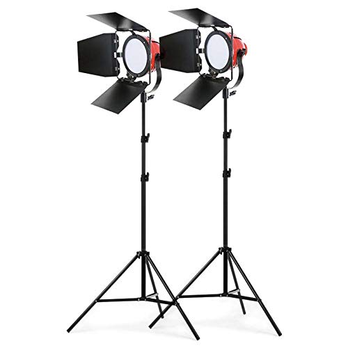 65W LED Red Headlights Double Lamp Set - Professional Studio Photography Lighting for Portraits, Live Streaming, Still Life & Fill Light - Stepless Dimming, Strobe-Free - Perfect for YouTube, TikTok & Product Shoots