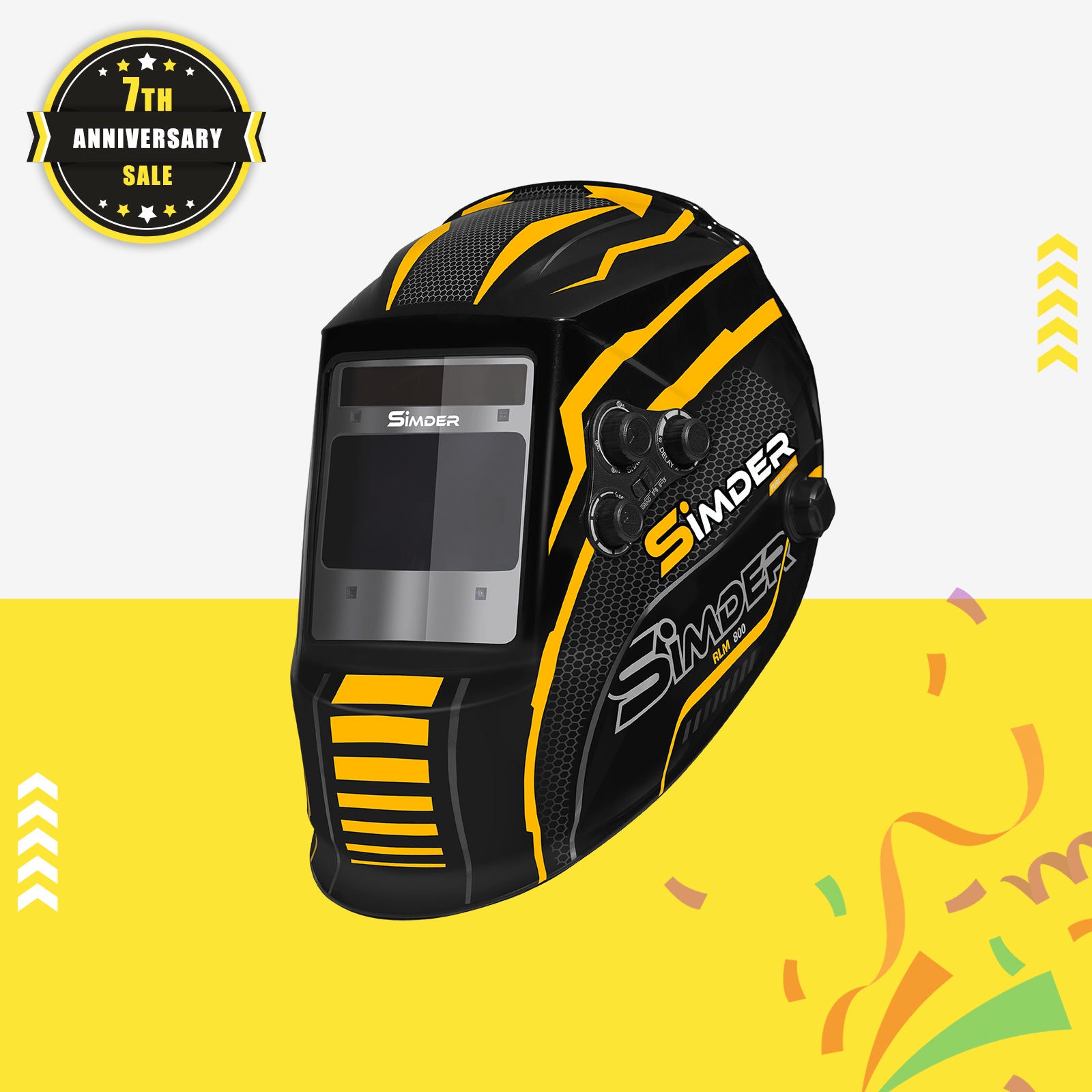 SSimder Auto Darkening True View Welding Helmet RLM 800 B - Premium Solar-Powered Welding Mask for Arc/TIG/MIG - Ideal for Metal Fabrication, Construction & DIY Projects