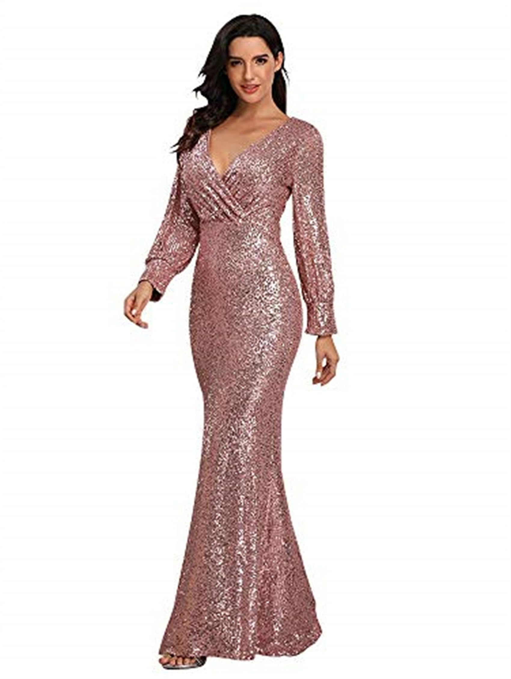 Sparkling Sequin Mermaid Evening Dress for Women - Elegant Sleeve Prom Gown for Parties, Galas & Special Occasions