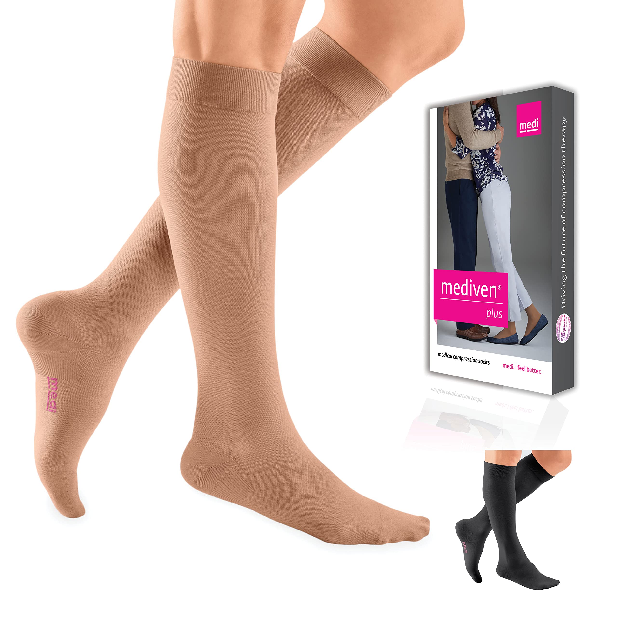 Mediven Plus 30-40 mmHg Compression Socks for Men & Women - Knee High Stockings with Silicone Top Band, Closed Toe - Ideal for Travel, Varicose Veins & Post-Surgery Recovery