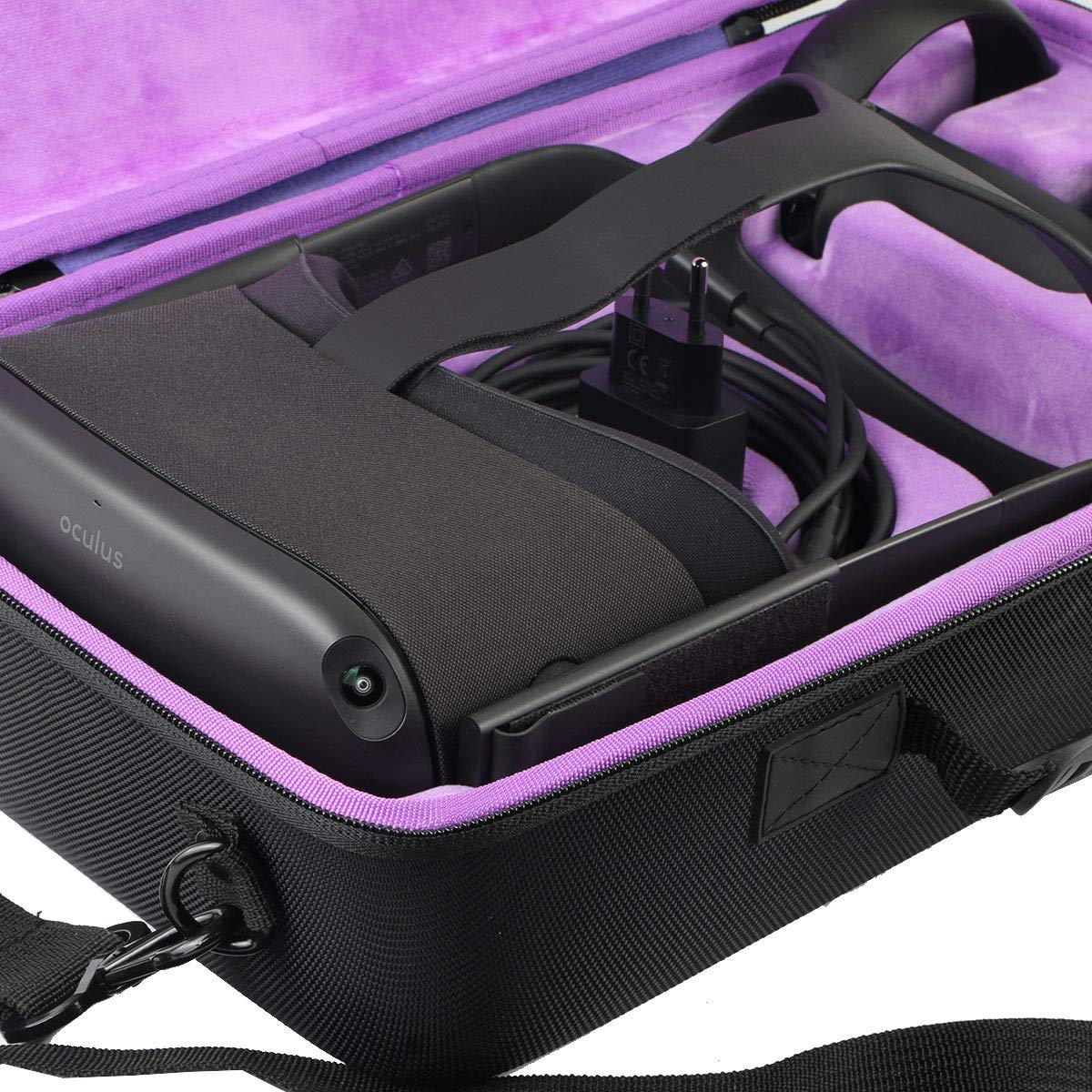 Meta Oculus Quest 2 VR Hard Travel Carrying Case - Protective Storage for Virtual Reality Headset & Accessories (Purple Interior) | Perfect for Gaming, Travel & Safe Storage
