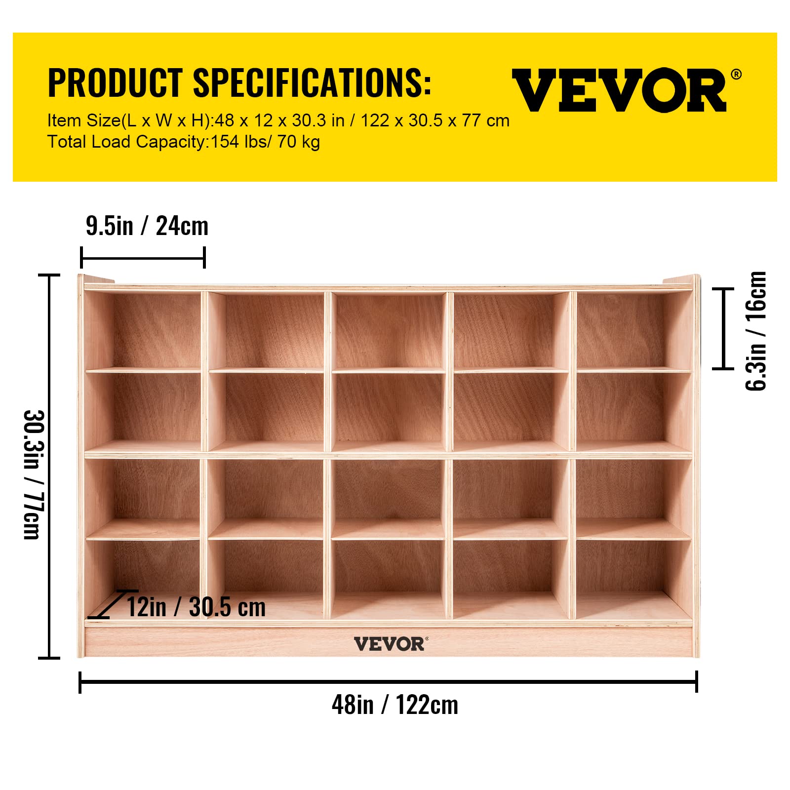 VEVOR 20-Section Classroom Cubbies Storage Cabinet - Organizer for School, Kindergarten & Home - Perfect for Toys, Books & Supplies Storage (Ideal for Daycare, Playroom & Classroom Organization)