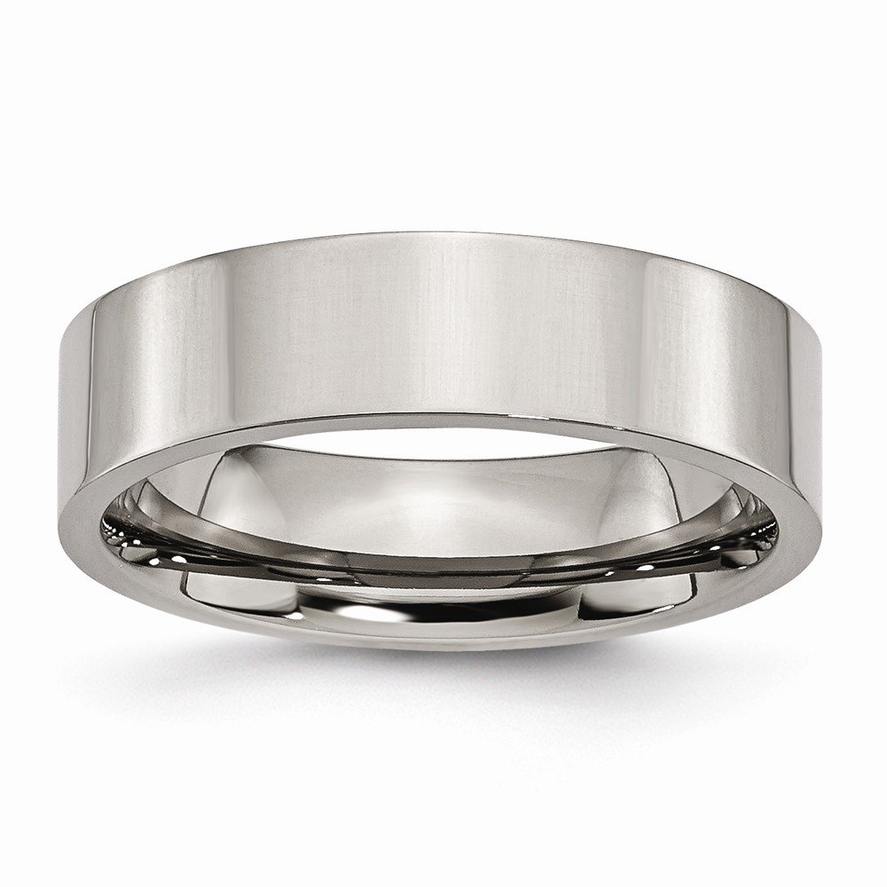 The Black Bow Titanium 6mm Polished Flat Standard Fit Band - Perfect for Men’s Everyday Wear and Formal Occasions