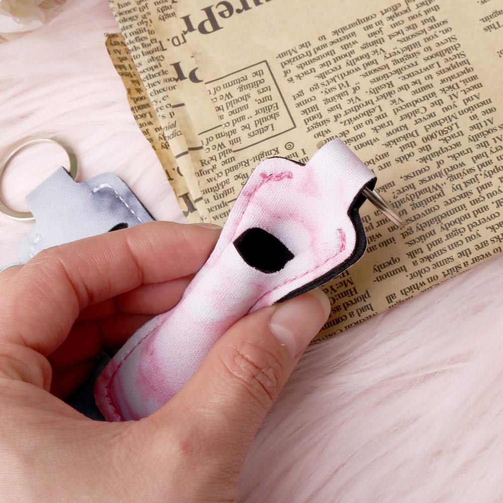 5 Pcs Lip Balm Holder Keychain for Women - Cute Chapstick Keychain Holder, Stocking Stuffers Gift for Her - Perfect for Purses, Backpacks & Keyrings (Lipstick, EOS, Burt's Bees)