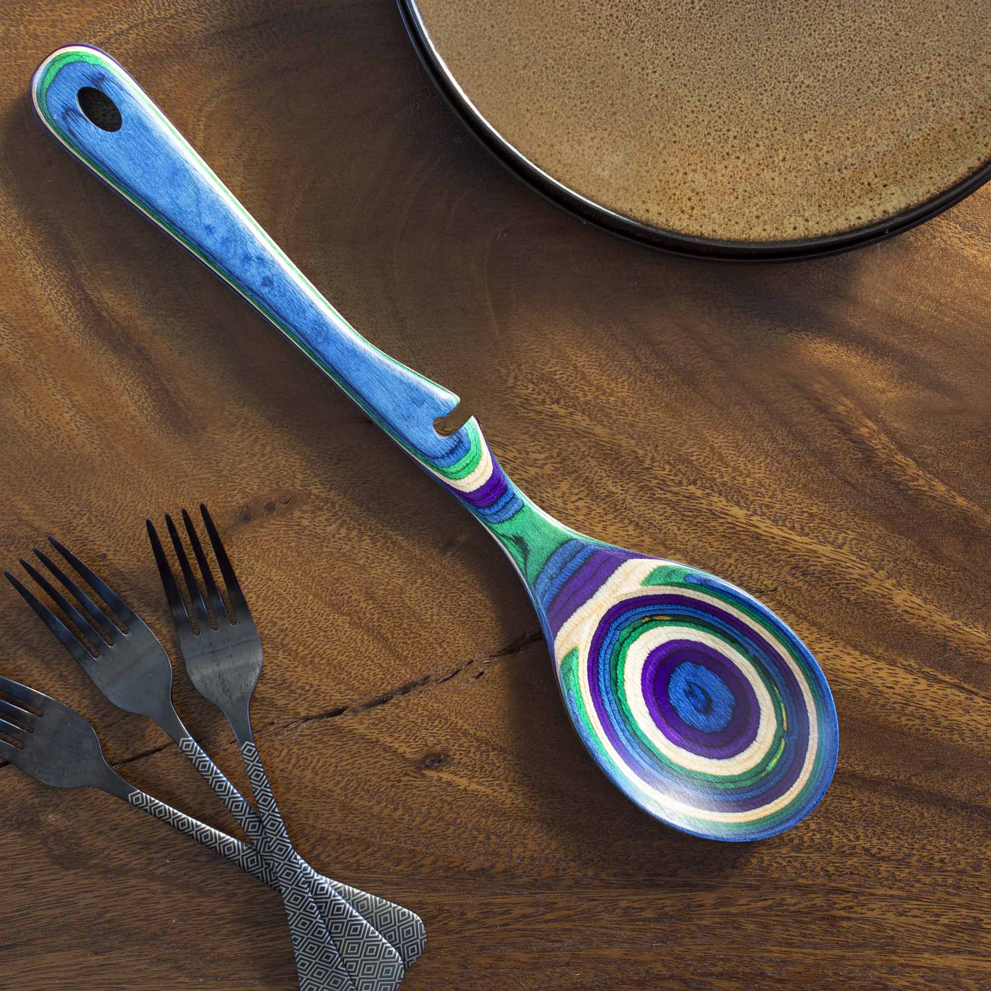 Baltique® Mumbai Collection Notched Cooking Spoon - Premium Wooden Kitchen Utensil for Stirring, Serving & Mixing - Perfect for Soups, Sauces & Baking