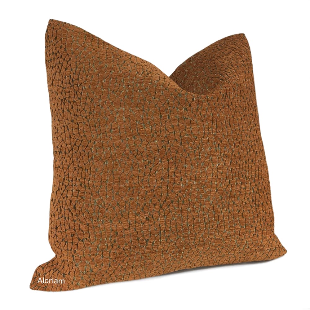 Luxury Ivan Cognac Brown Chenille Pillow Cover - Soft & Elegant Decorative Throw Pillow Case for Sofa, Bed, Living Room - 18x18 Inches