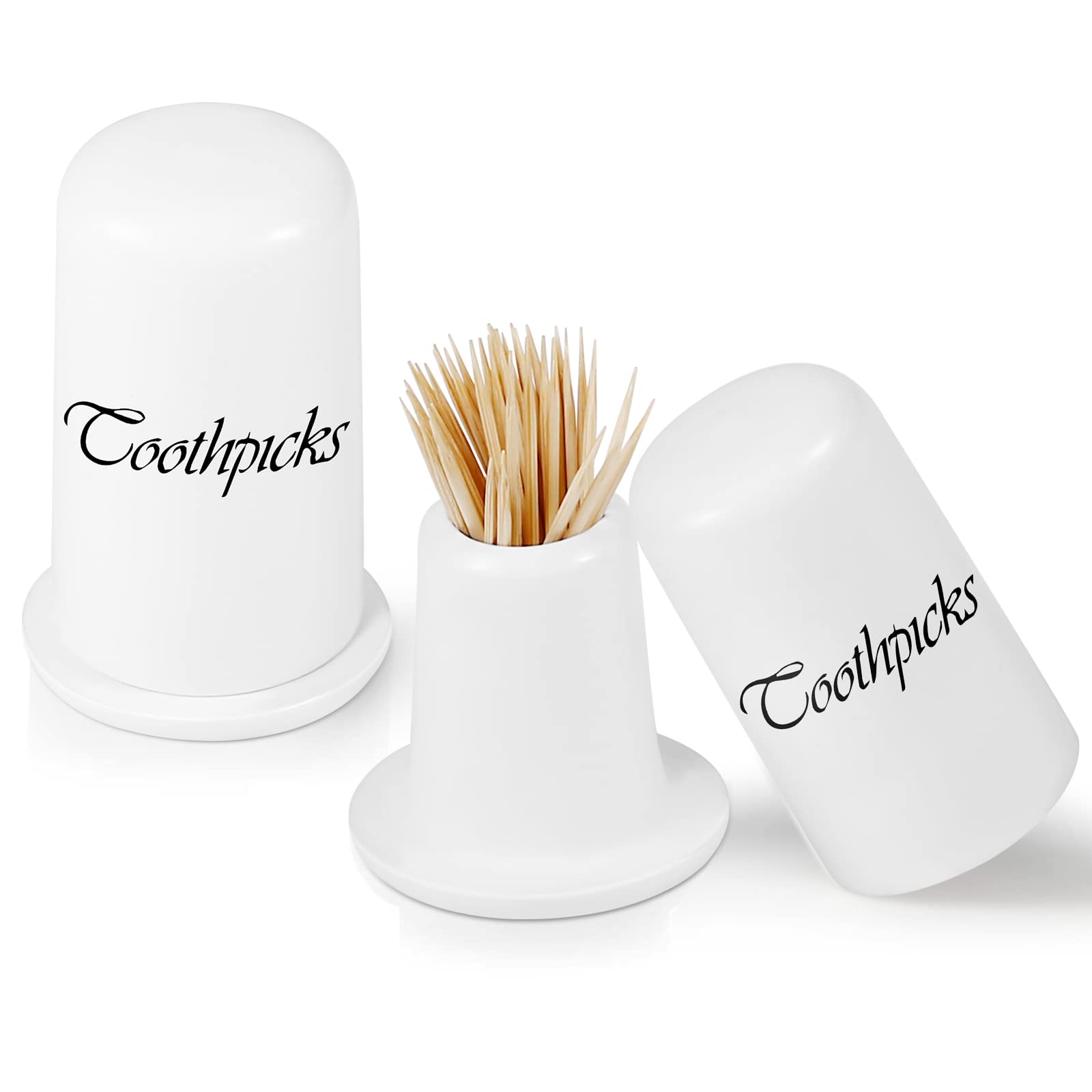 VIVP Unique Ceramic Toothpick Holder with Lid - White Toothpick Dispenser & Storage Box - Easy to Clean Home Decor for Kitchen, Dining Table, and Party Serving