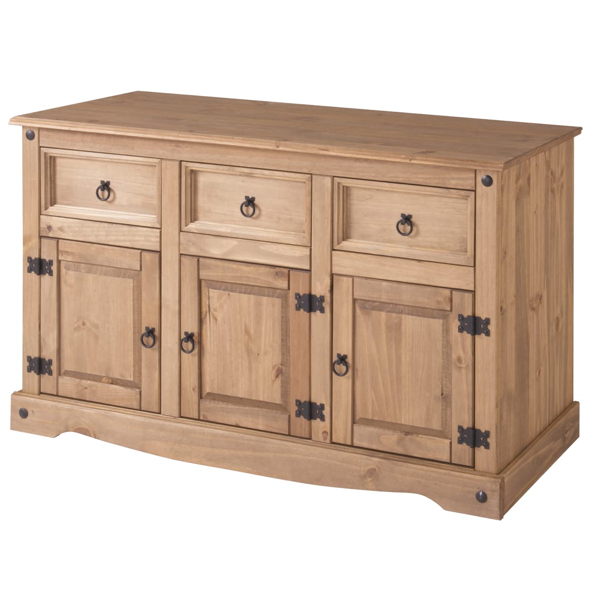 Corona Sideboard Buffet with 3 Doors & 3 Drawers - Solid Wood Storage Cabinet, Cupboard Console Table for Living Room, Kitchen Island, Dining Room & Hallway - Perfect for Home Organization & Stylish Storage (Brown)