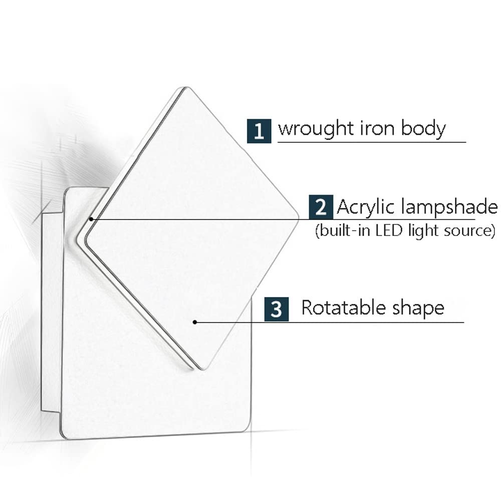 Modern 5W LED Wall Lamp 3000K Warm White Light - 360° Rotatable Wall Sconce for Bedroom, Hallway, Restaurant & Home Decor | Energy Saving Night Light for Reading, Accent Lighting & Wall Washing Effects