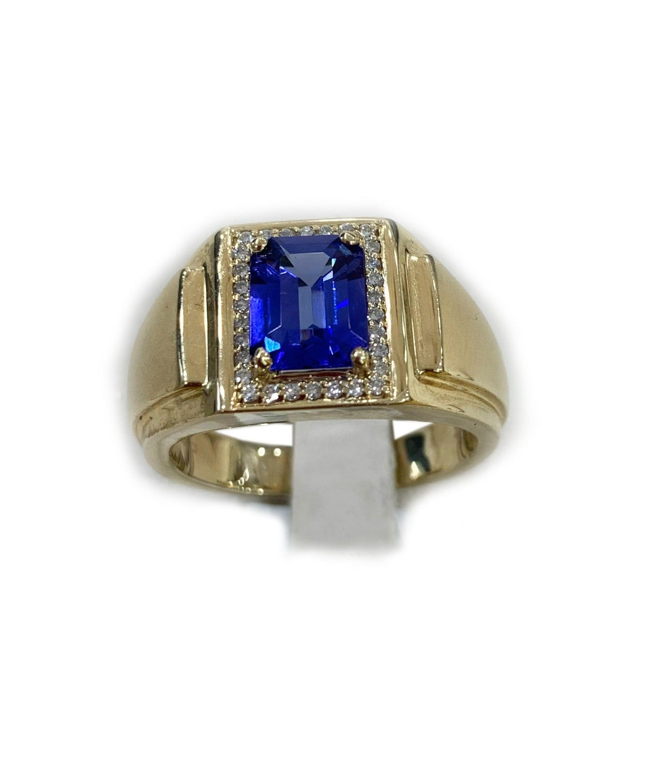 14K Yellow Gold Tanzanite Ring for Men - Elegant Wedding Band, Anniversary Gift & Everyday Jewelry for Him