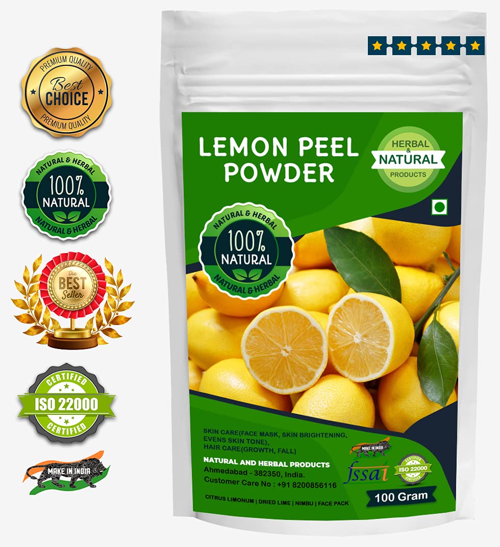 Organic Lemon Peel Powder (Citrus Limonum) - 100% Natural Dried Lime Powder for Skin & Hair Care | Brightens Skin, Evens Tone, Face Mask Ingredient | Perfect for DIY Beauty Recipes & Ayurvedic Treatments