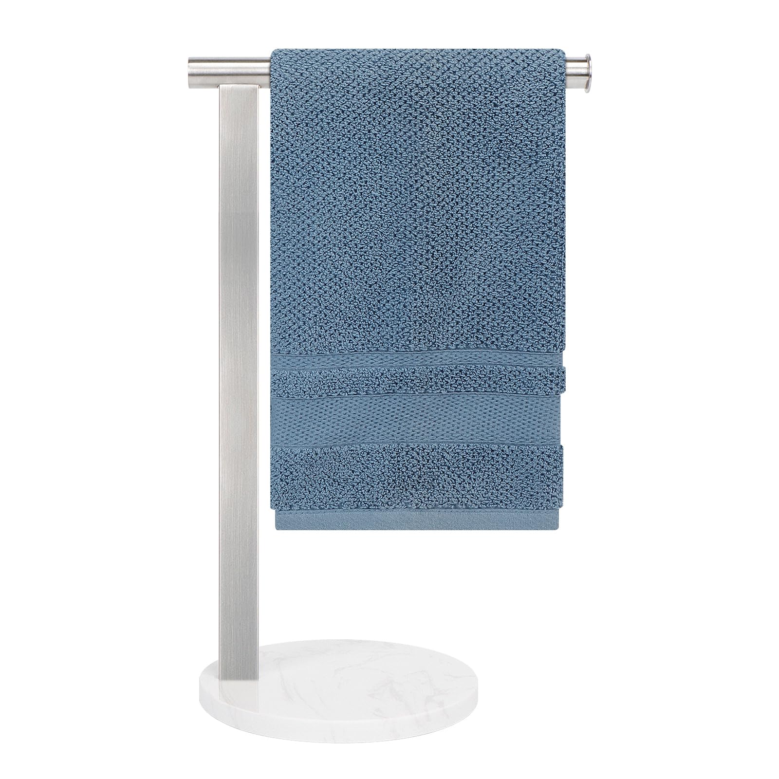Premium SUS304 Stainless Steel L-Shaped Hand Towel Holder - Brushed Nickel Bathroom Towel Rack with Thickened Base for Countertop Vanity - Perfect for Modern Bathrooms, Kitchens & Spa Areas