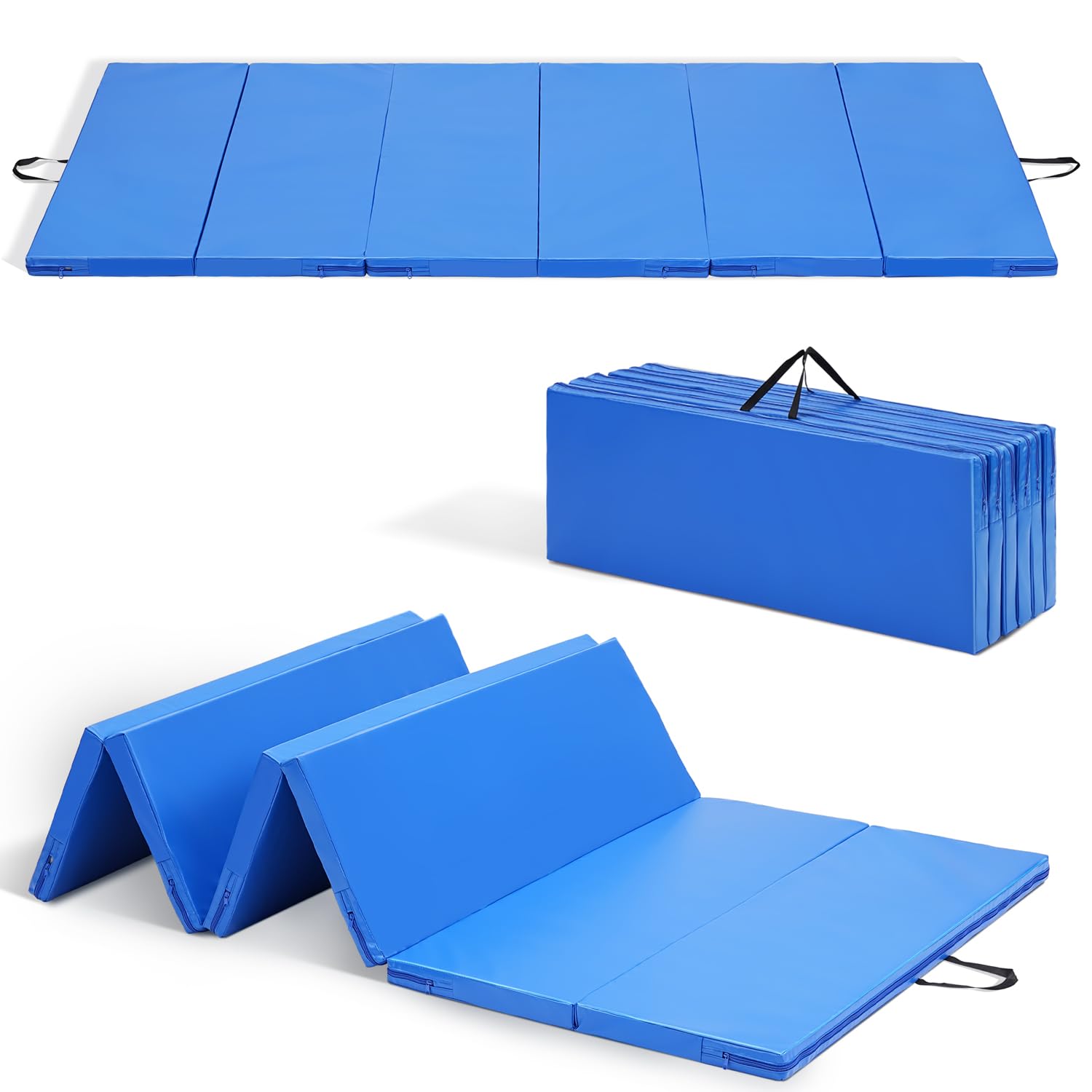 ZENOVA 6'x3'x2'' & 4'x8'x2'' Foldable Gymnastics Mat - Thick Exercise Mat for Home Gym, Aerobics, Tumbling & Kids Play - Perfect for Yoga, Workouts & Children's Gifts