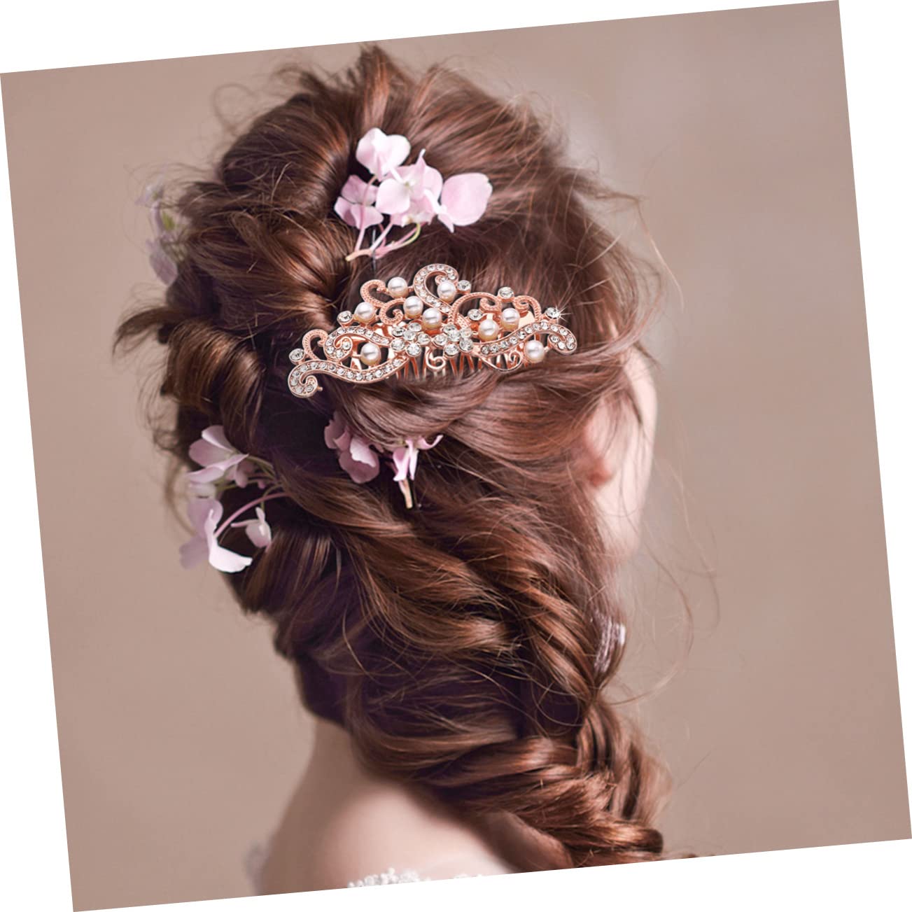 Elegant 2-Piece Bride Hair Comb Set with Pearl & Rhinestone Veil Comb - Metallic Wedding Hair Clips for Brides, Bridesmaids - Perfect for Bridal Shower, Wedding Ceremony & Reception