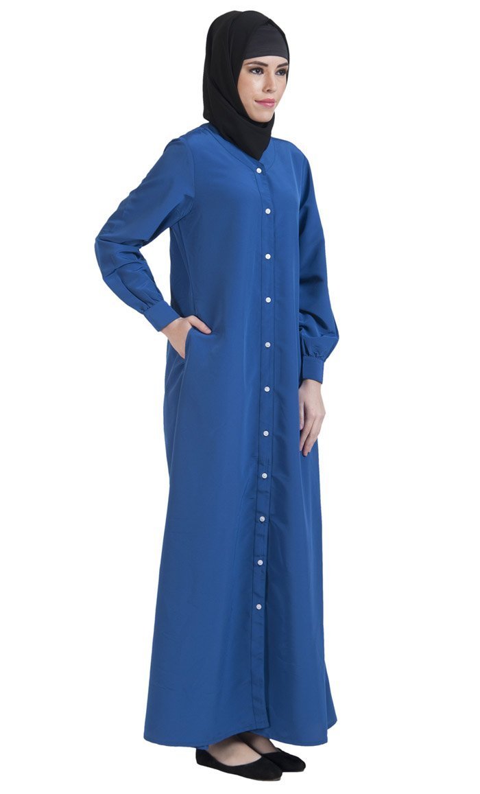 Stylish Button Down Front Open Jilbab Abaya - Modest Islamic Prayer Dress for Women - Perfect for Daily Wear, Mosque Visits & Special Occasions