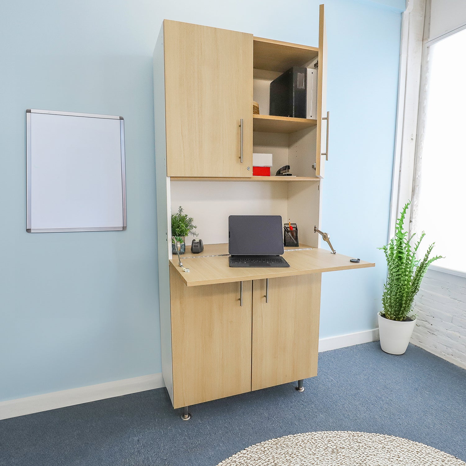 Elevated™ Adjustable Height Workstation Cabinet WB1954 - Ergonomic Office Desk Organizer for Home & Office Workspaces