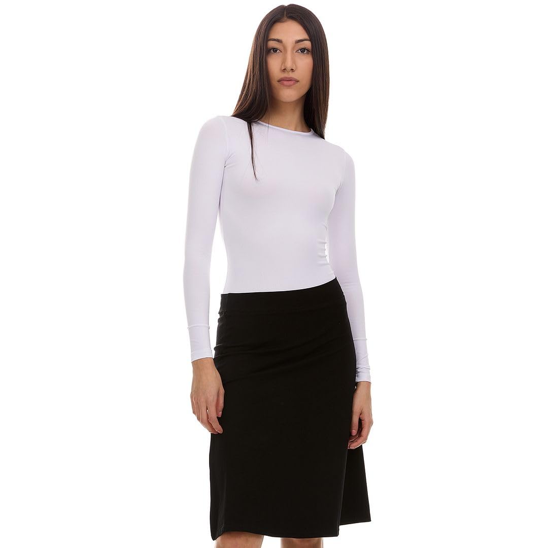 Women's Cotton A-Line Skirt with Elastic High Waist - Comfortable Work & Office Wear for Business Professionals - Perfect for Business Meetings, Office Outfits & Formal Occasions