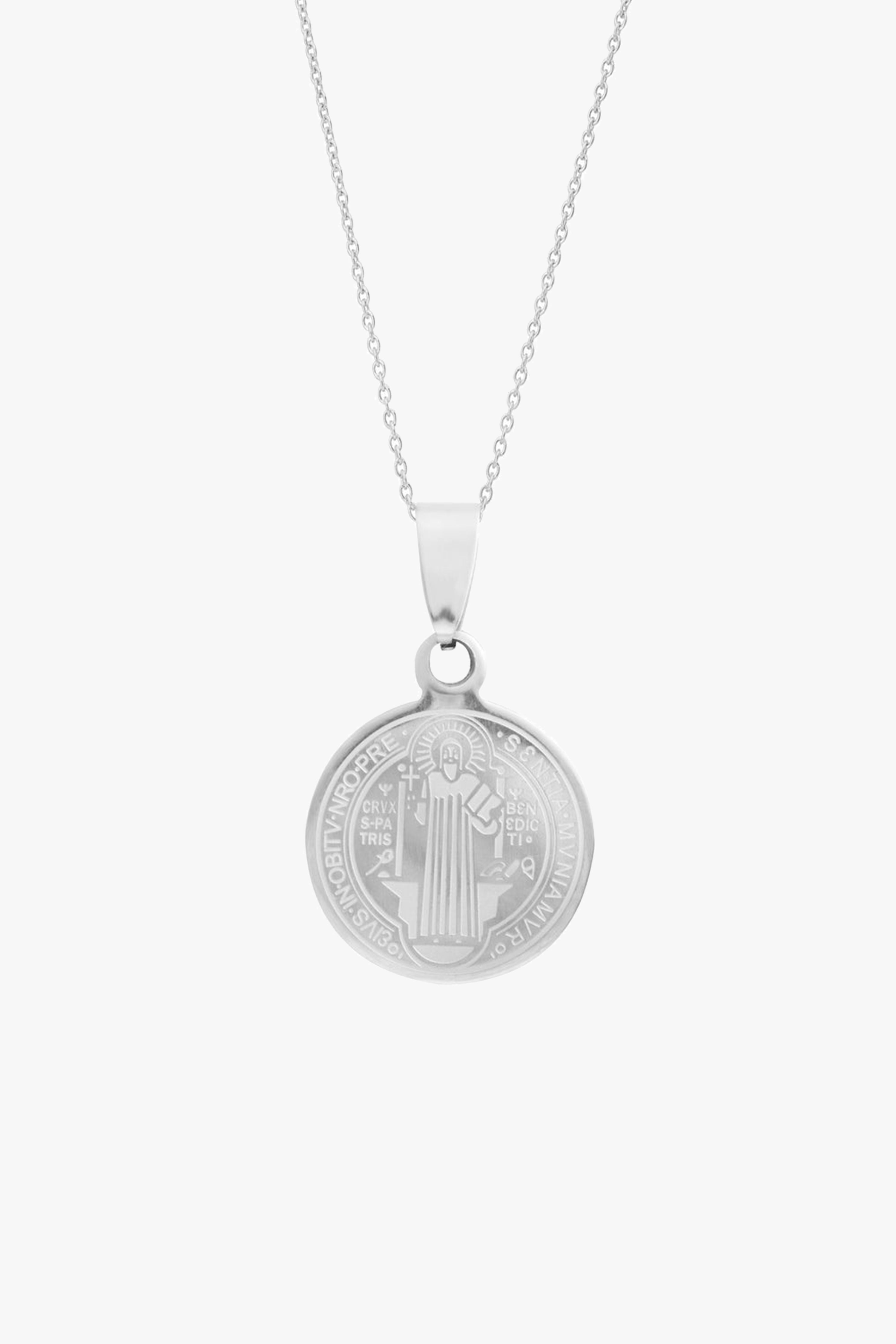 Saints Circle Silver EOL Necklace - Elegant Religious Jewelry for Women, Perfect for Gifts, Baptism, Weddings & Everyday Wear