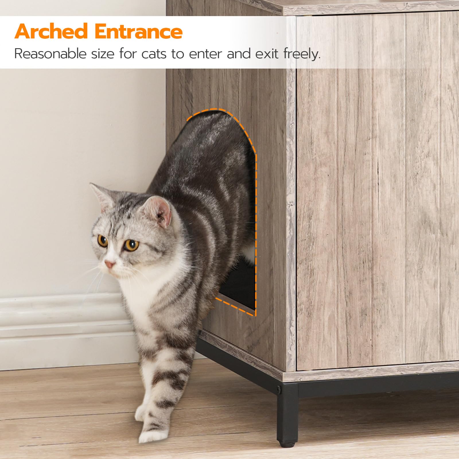 HOOBRO Wooden Cat Litter Box Enclosure with Shelves & Doors - Large Hidden Litter Box Furniture Cabinet for Most Litter Boxes, 23.6