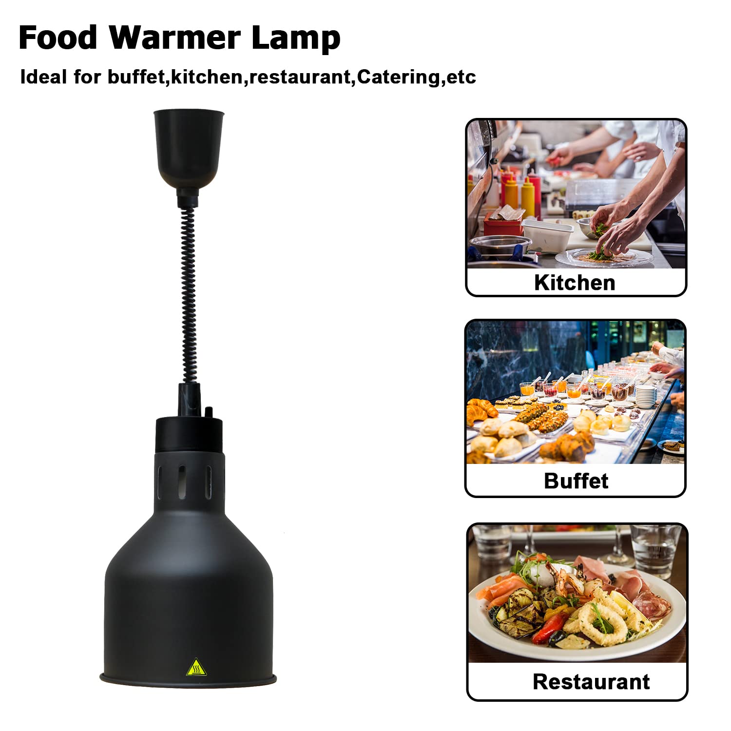 Commercial Food Warmer Lamp - Hanging Buffet Heat Light for Restaurants, Catering & Food Display - Black (Ideal for Buffets, Parties & Catering Events)