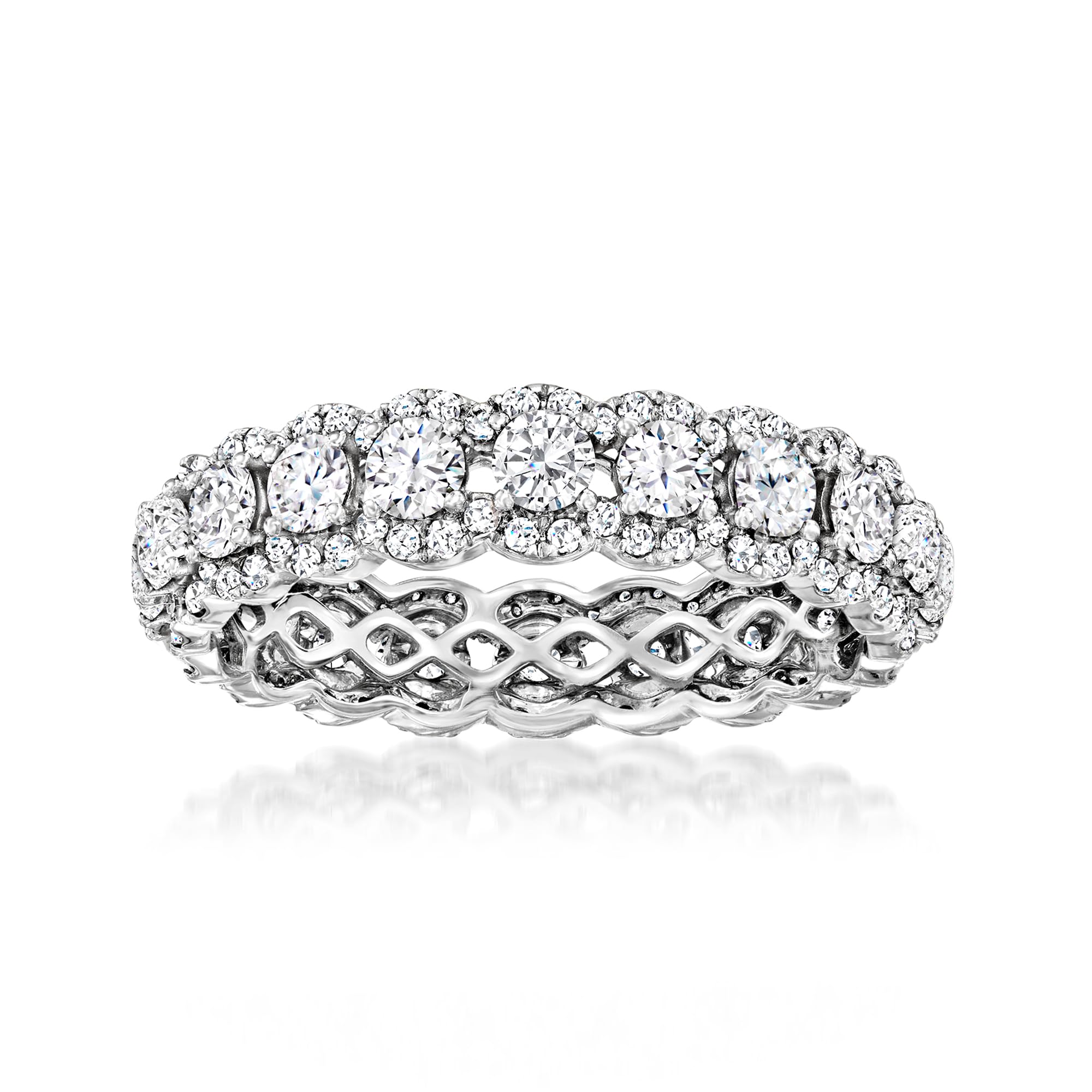 Ross-Simons 2.00 Carat Total Weight Diamond Eternity Band Ring in 14K White Gold - Perfect for Anniversaries, Weddings & Special Occasions