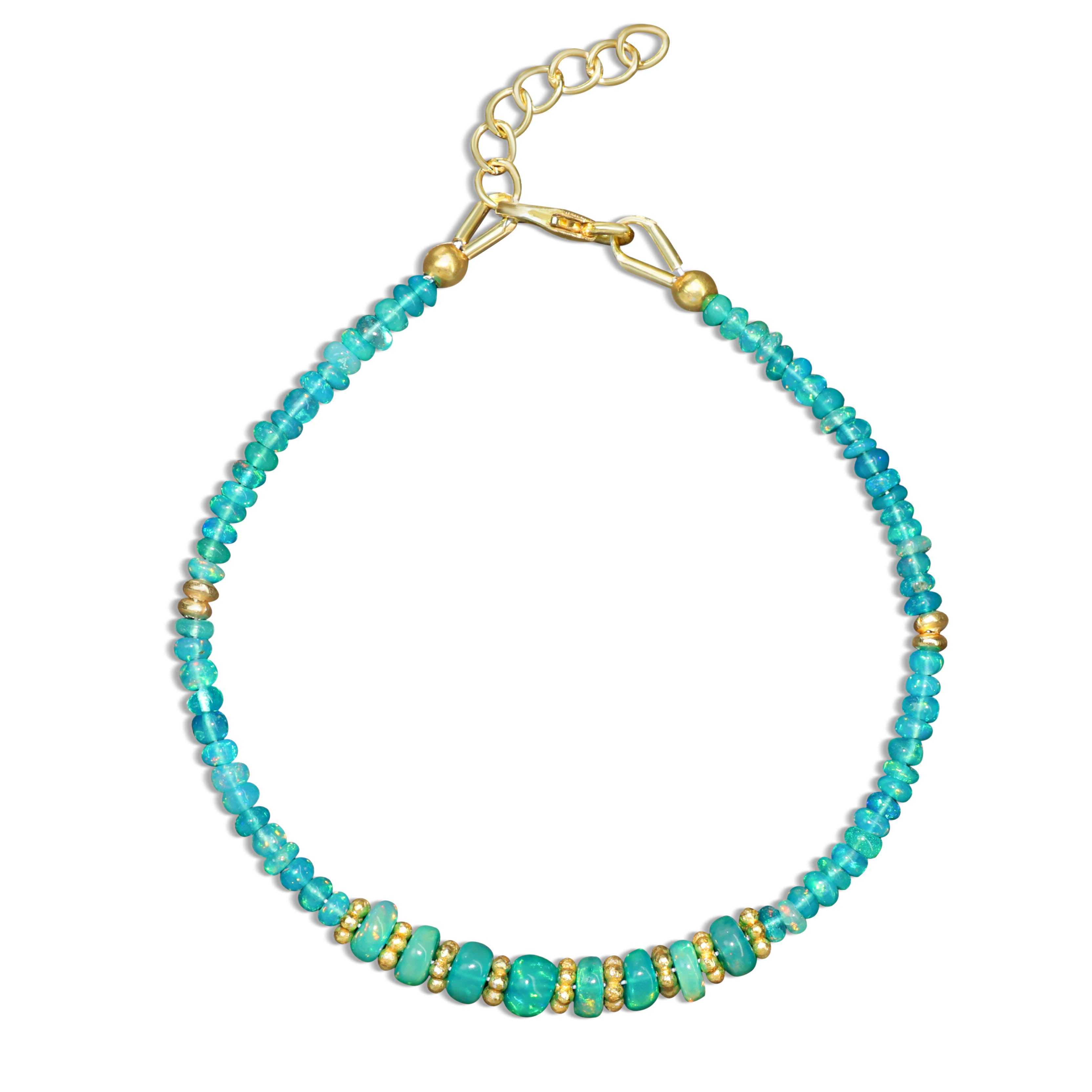 Natural Paraiba Opal Smooth Beads Handmade Bracelet for Women - Healing Crystal Jewelry for Meditation, Yoga & Spiritual Gifts