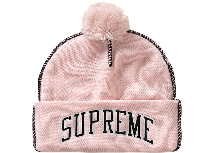 Supreme Contrast Stitch Beanie Pink - Winter Warm Knit Hat for Men & Women - Perfect for Skiing, Snowboarding & Cold Weather Fashion