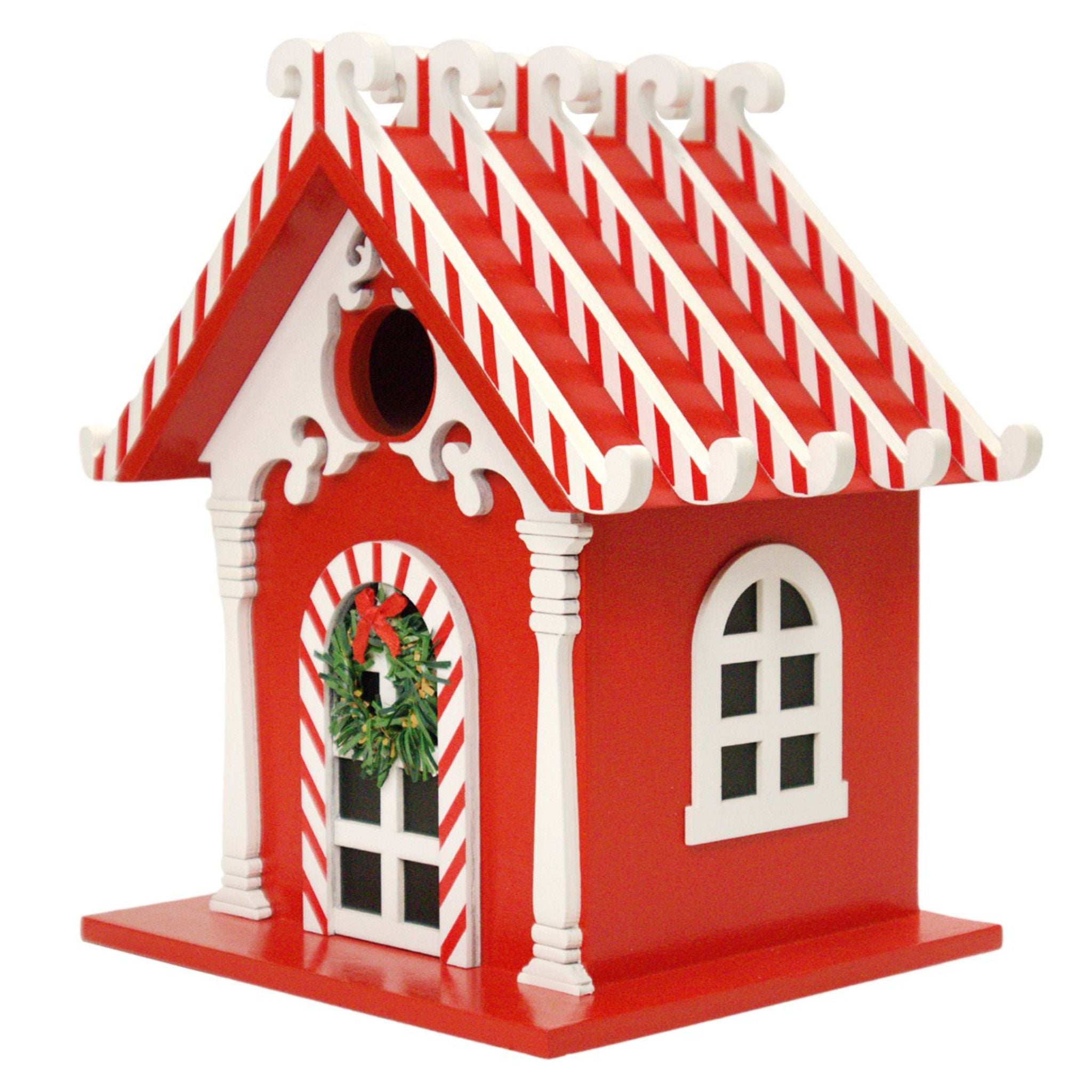 Candy Cane Lane Birdhouse - Handcrafted Wooden Bird Feeder for Outdoor Garden Decor | Attracts Wild Birds to Your Backyard