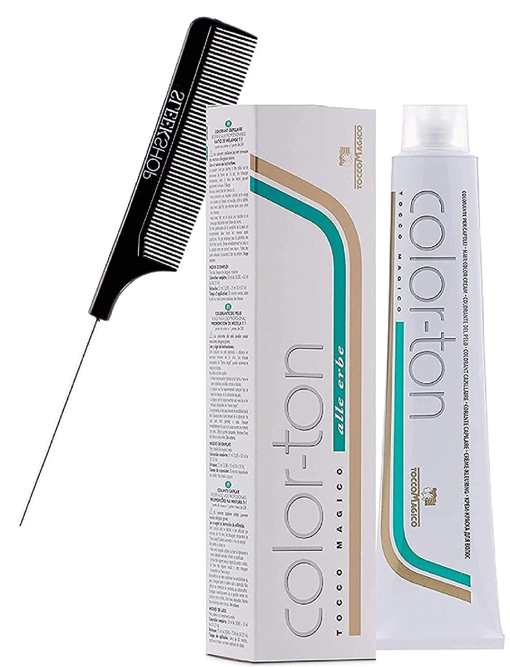 Color-Ton Alle Erbe Permanent Hair Color Cream with Sleek Steel Pin Rat Tail Comb - 5RS/5.65 Mahogany Hair Dye for Vibrant, Long-Lasting Color | Perfect for At-Home Hair Coloring & Salon-Quality Results