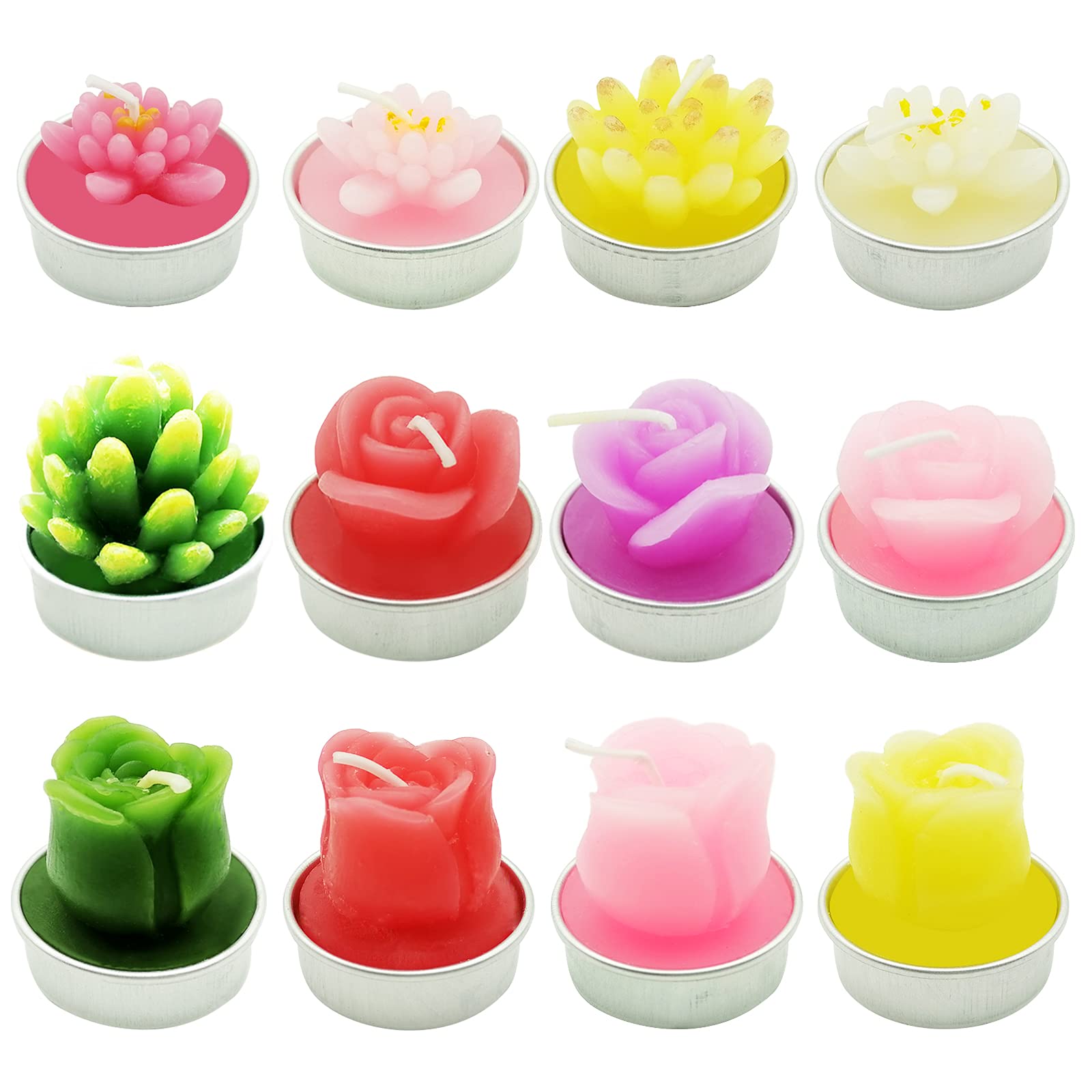 12Pcs Succulent Cactus Tealight Candles for Home Decor & Weddings