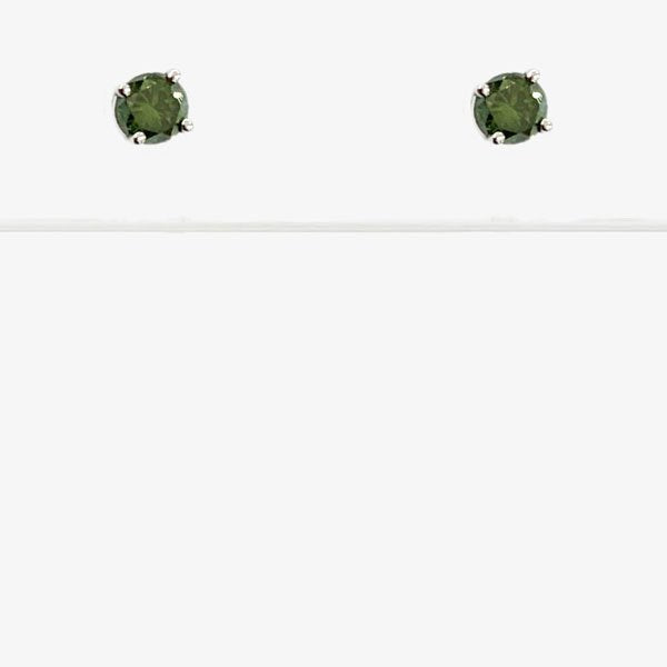 14K White Gold Green Diamond Stud Earrings for Women - Elegant & Hypoallergenic Jewelry for Parties, Weddings & Special Occasions
