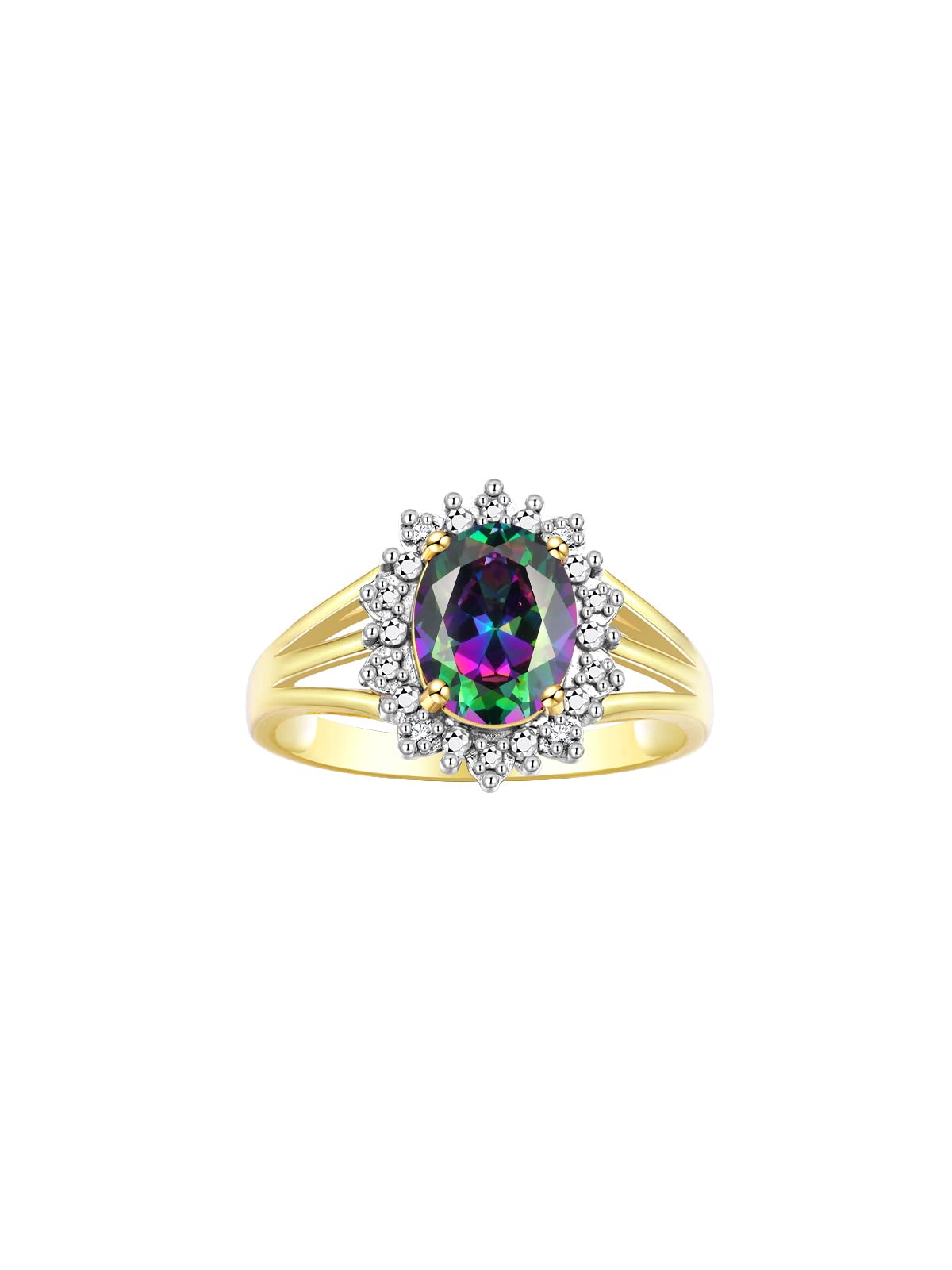 Rylos Women's Yellow Gold Plated Silver Princess Diana Ring & Pendant Set with Gemstone & Diamonds - 9X7MM Birthstone Jewelry for Friendship Gifts, Anniversary & Special Occasions - Sizes 5-10