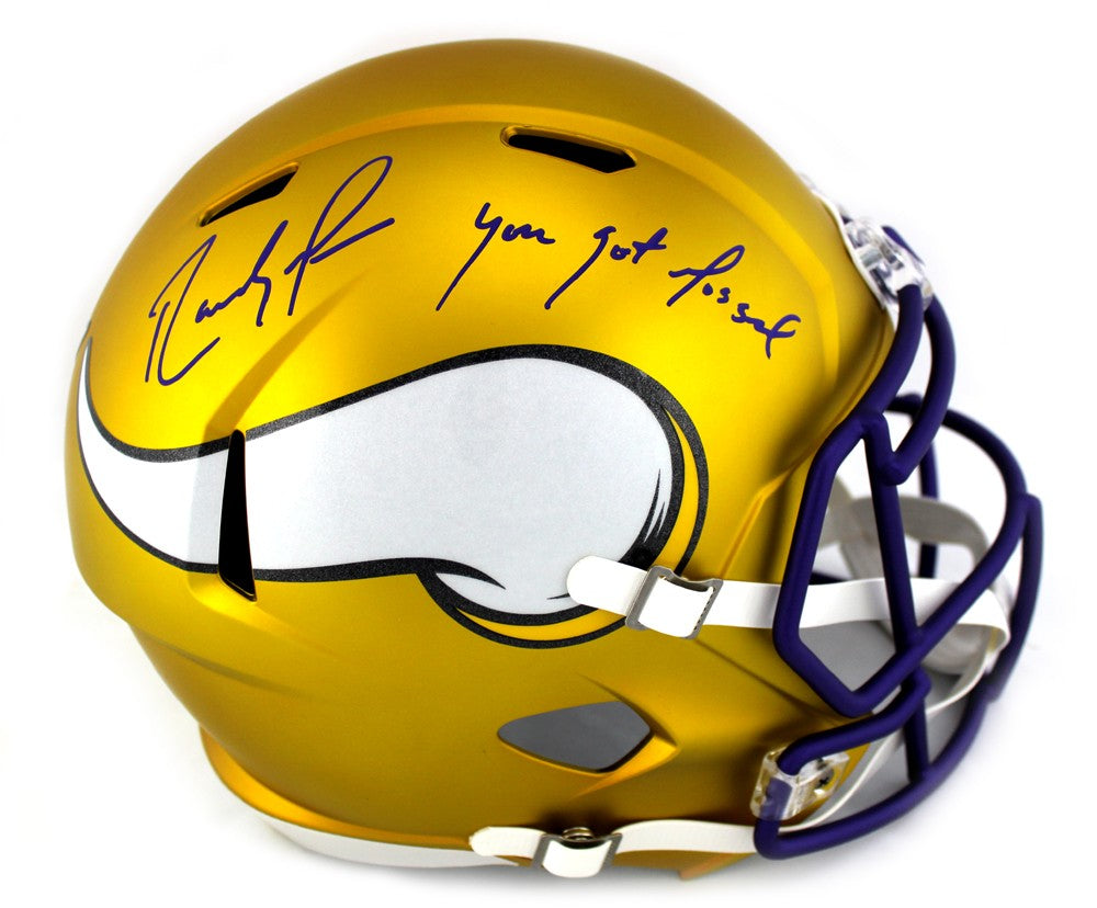 Randy Moss Autographed Minnesota Vikings Riddell Full Size NFL Blaze Helmet with 