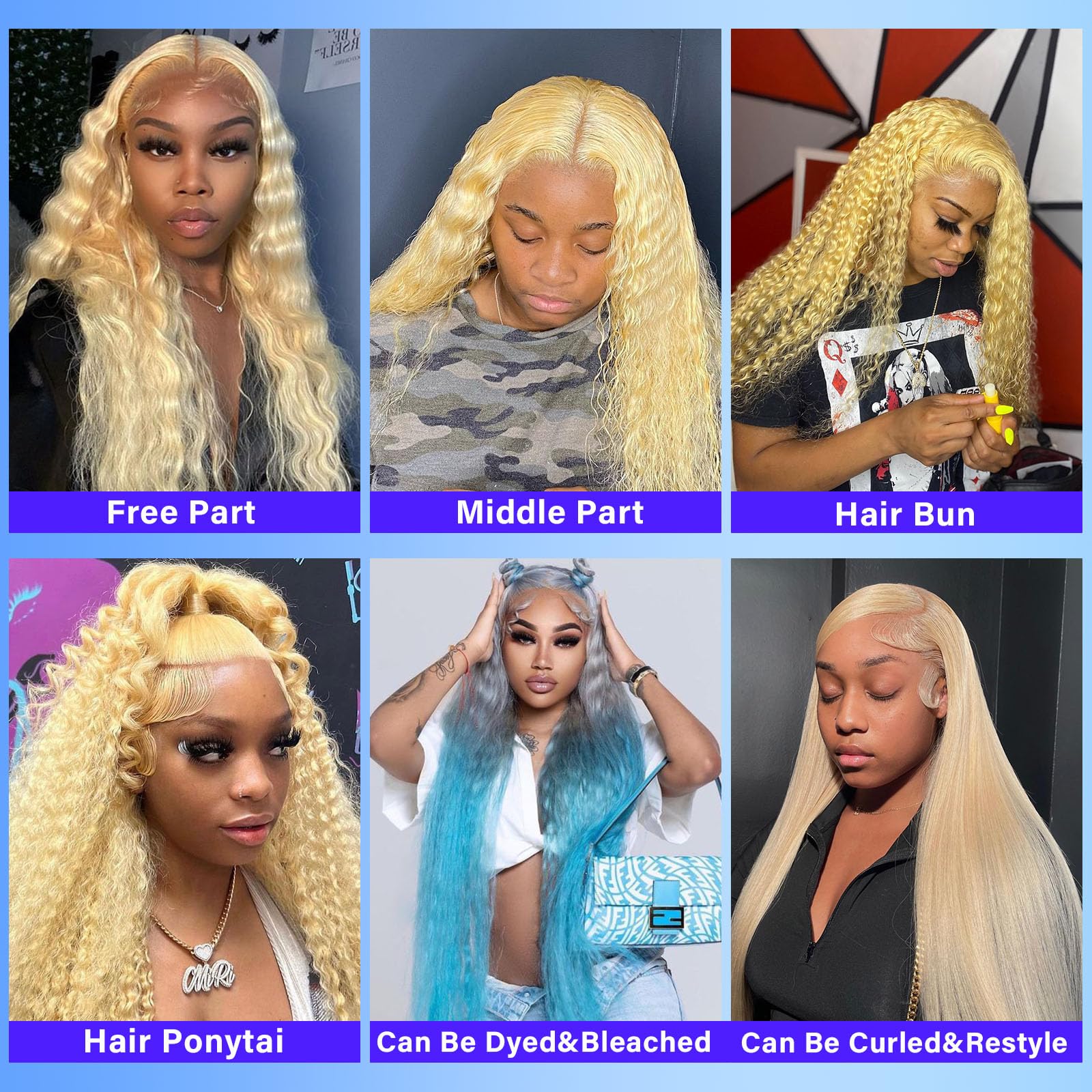 613 Deep Wave Lace Front Wig Human Hair - HD Transparent 13x6 Lace Frontal Wig 200% Density - Pre Plucked with Baby Hair - Blonde 26 Inch Human Hair Wigs for Women - Perfect for Daily Wear, Parties & Special Occasions