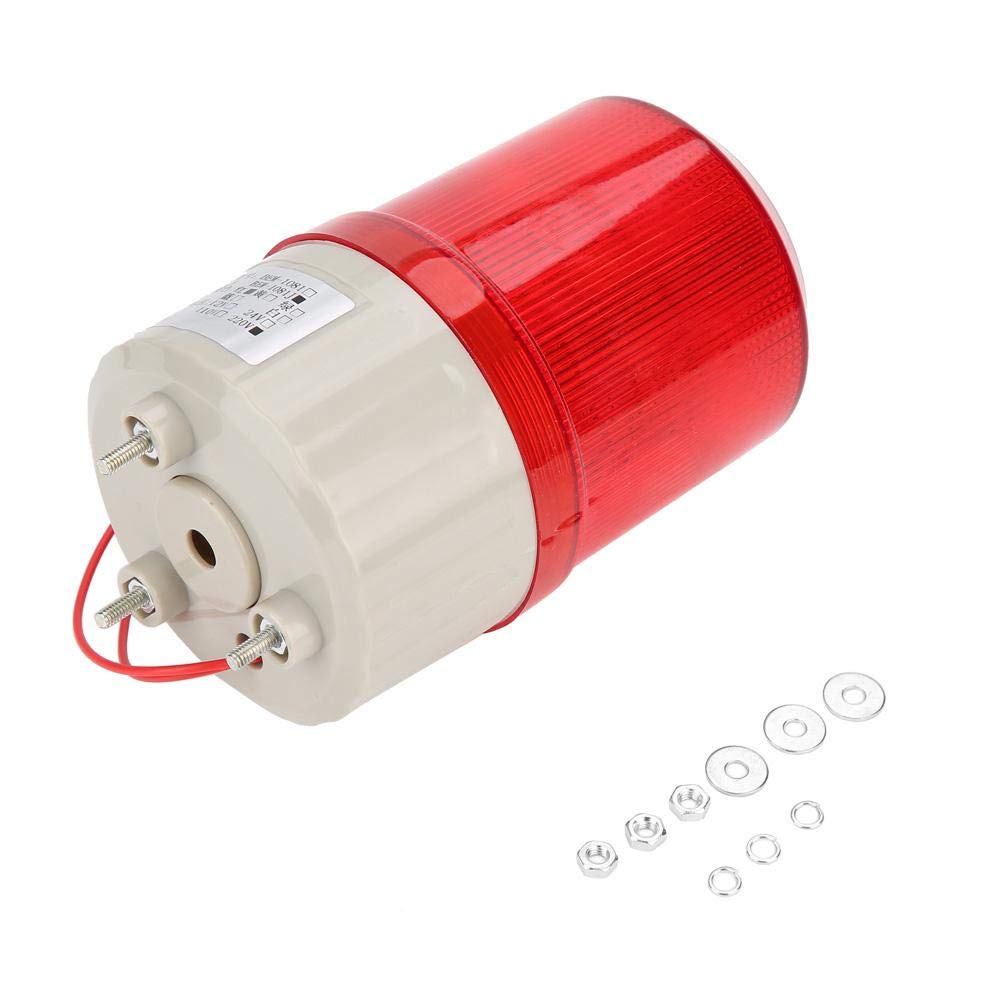 BEM1081J 220V Red LED Industrial Warning Light with Flashing Sound Alarm - Emergency Strobe Rotating Beacon for Safety Alerts | Ideal for Factories, Warehouses & Construction Sites