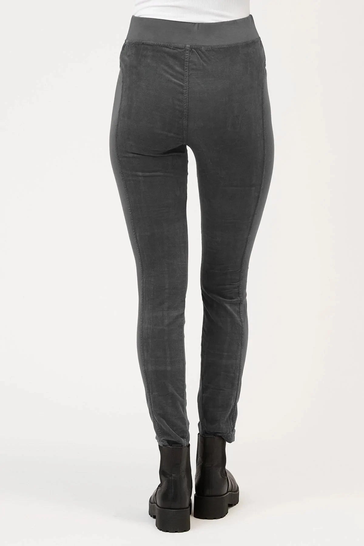 Corduroy Oslo Leggings for Women - Soft Stretch High Waist Comfortable Pants in Charcoal - Perfect for Yoga, Workout, and Casual Wear