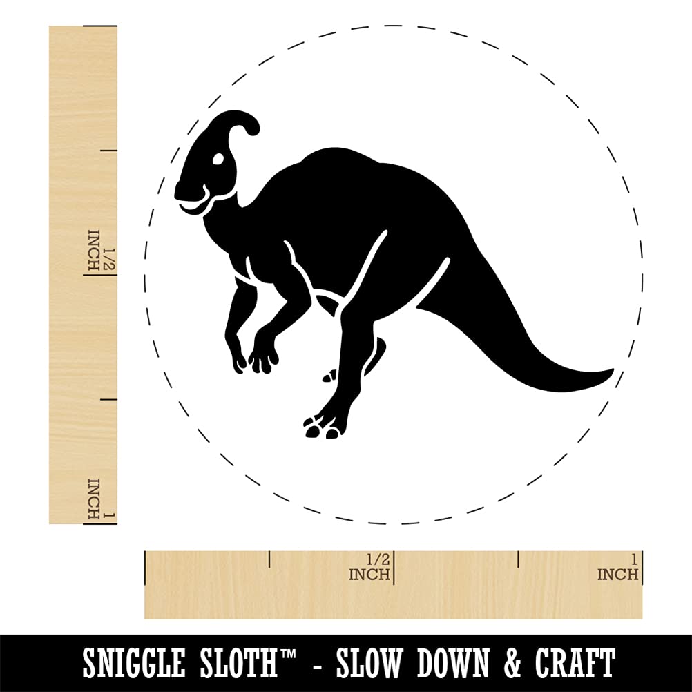 Parasaurolophus Dinosaur Self-Inking Rubber Stamp - 1 Inch Medium Black Ink Stamper for DIY Crafts, Scrapbooking & Planner Decoration - Perfect for Journals, Cards & Gift Wrapping