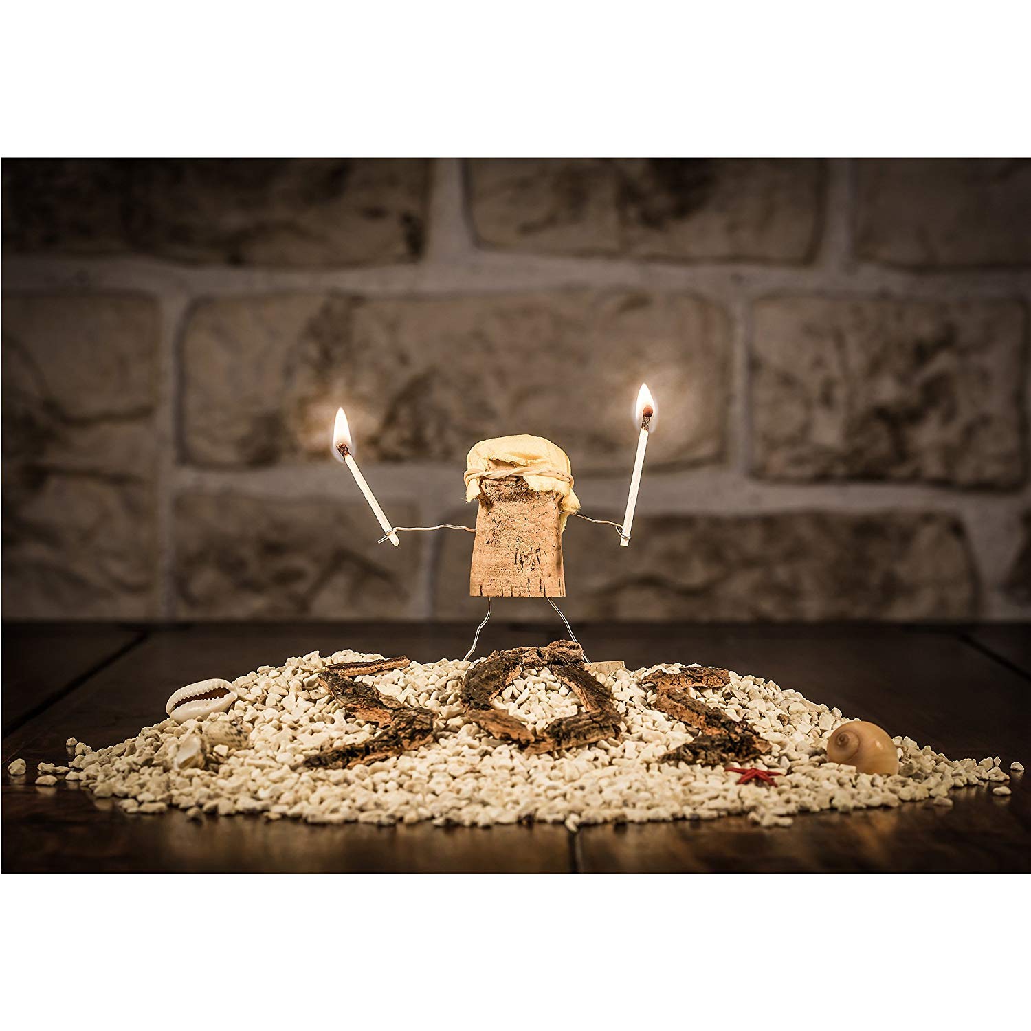 Wall26 - Concept Stranded on Island Wine Cork Figures - Removable Self-Adhesive Large Wall Mural (100x144 inches) - Perfect for Living Room, Bedroom, or Office Decor
