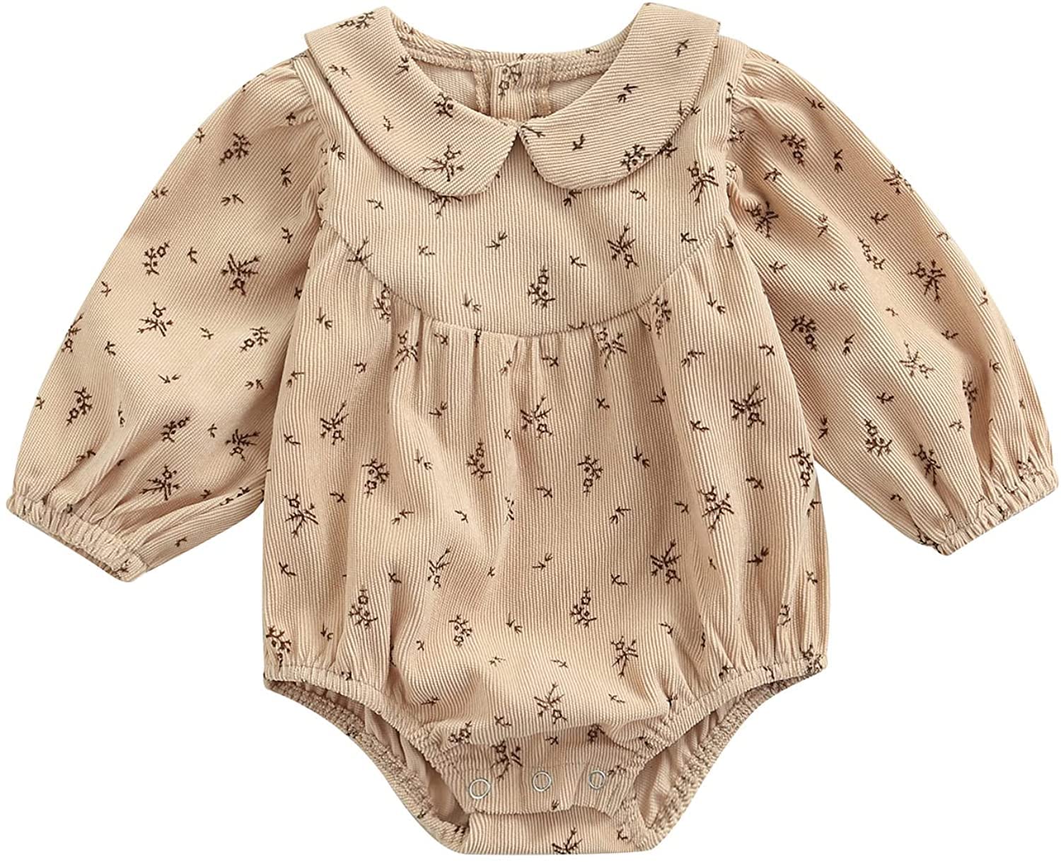Acuteok Newborn Baby Girl Corduroy Romper Outfits - Long Sleeve Jumpsuit Onesie for Fall & Winter | Warm Baby Clothes Jumper Bodysuit for Daily Wear, Photoshoots & Family Outings