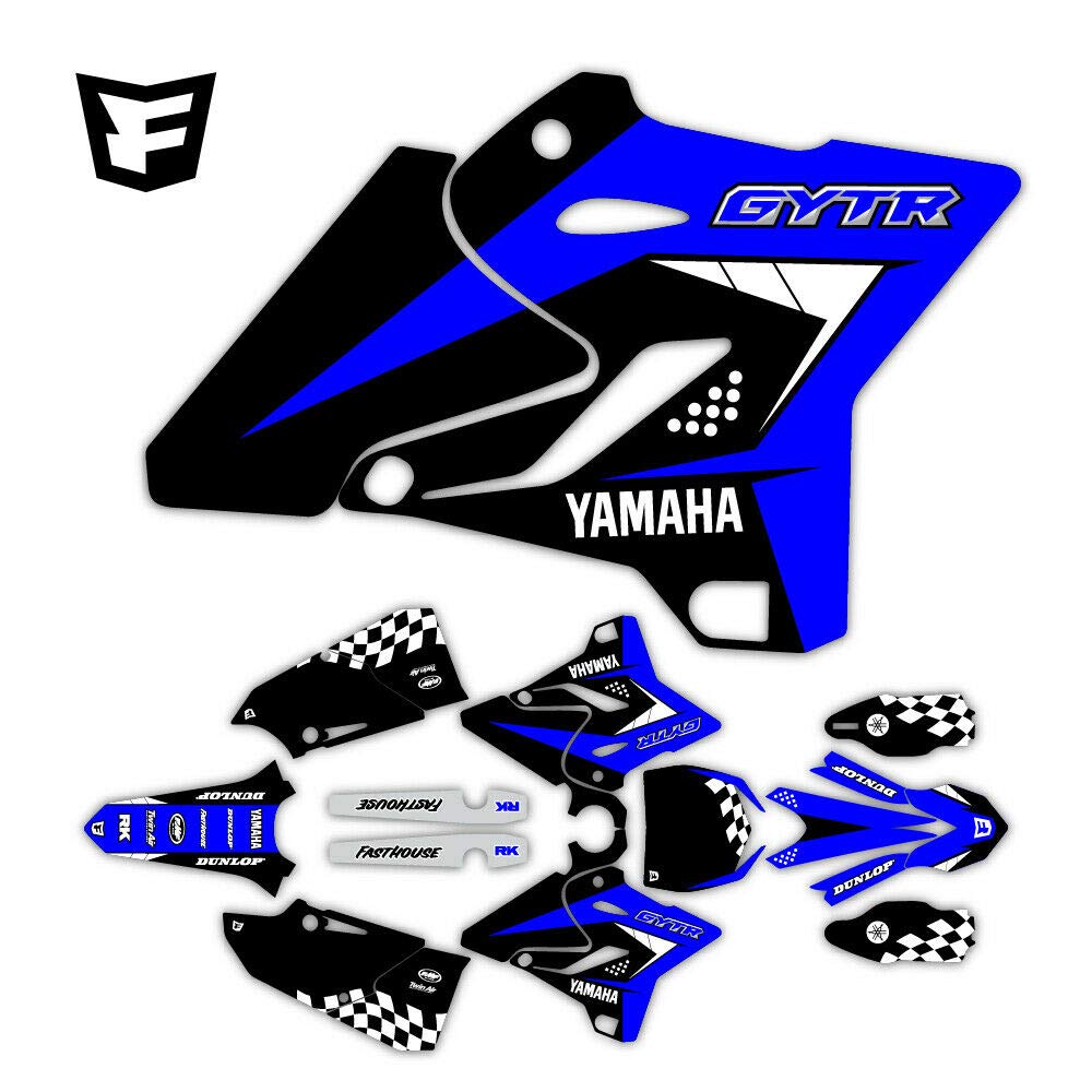 Premium YZ125 YZ250 Blue/Black Graphics Kit for Yamaha 2015-2019 | Podium Racing Design MX Number Plates | Dirt Bike Motocross Customization & Track Racing Accessories