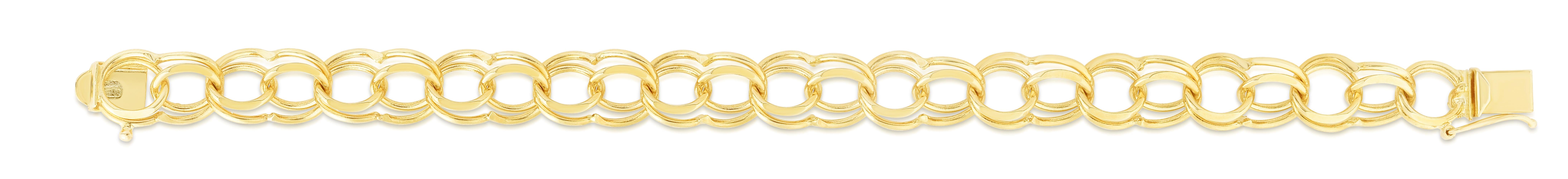 14K Gold 10mm Large Double Link Charm Bracelet for Women - Elegant Layered Jewelry for Everyday Wear & Special Occasions