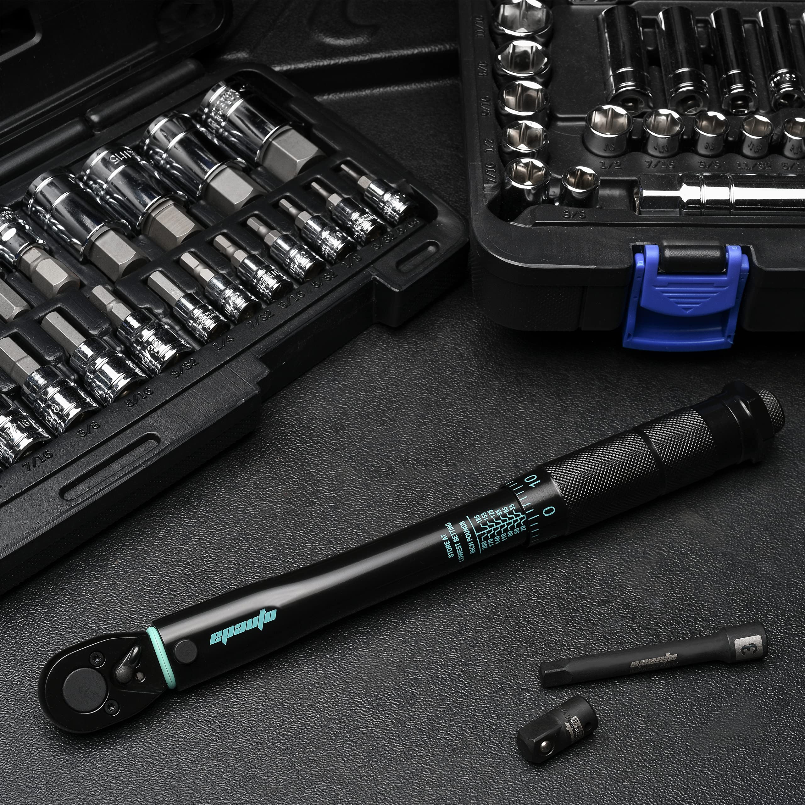 EPAuto 1/4-Inch Drive Click Torque Wrench (20-200 in.-lb) - Precision Tool for Automotive, Bicycle & Motorcycle Maintenance - Black Finish