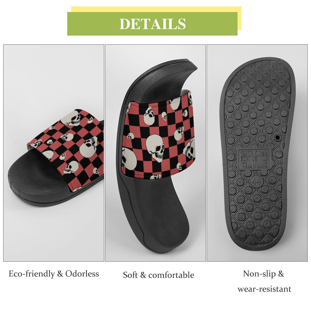 Checkers and Skulls PVC Sandals for Women - Comfortable Non-Slip Beach Shoes for Summer, Outdoor, and Casual Wear